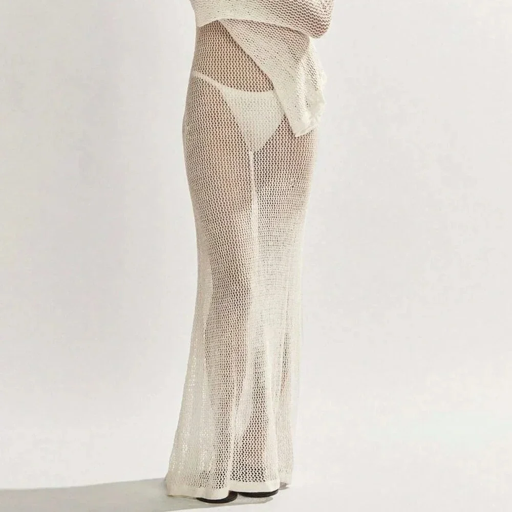 White Women's Sexy Backless Beach Cover-Up